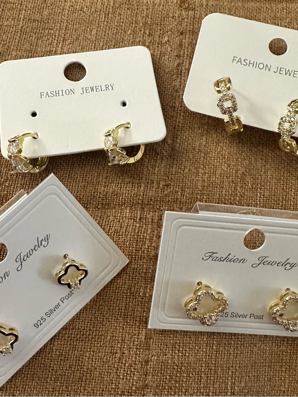 Fashion Jewelry Gold Flower CZ Stud Earrings Set